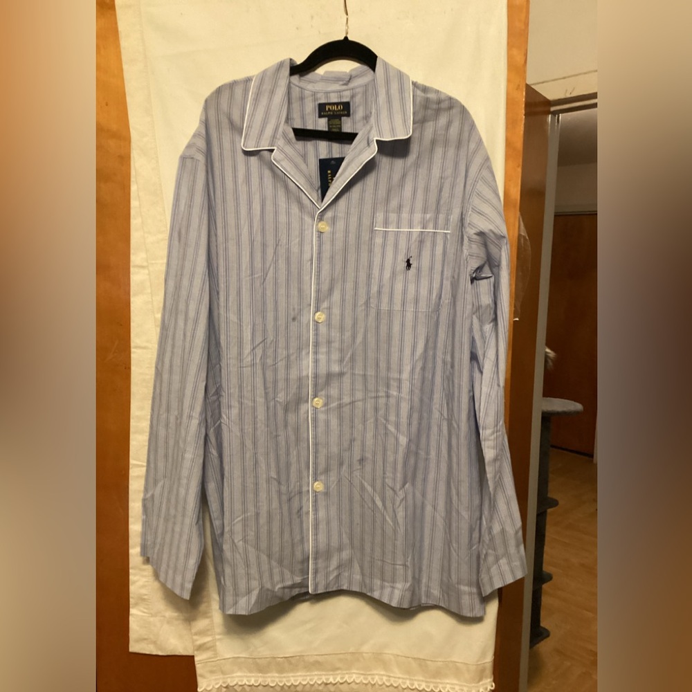 Comfy 100% cotton pajama shirt top by Polo Ralph Lauren blue label SZ 1XT NWT